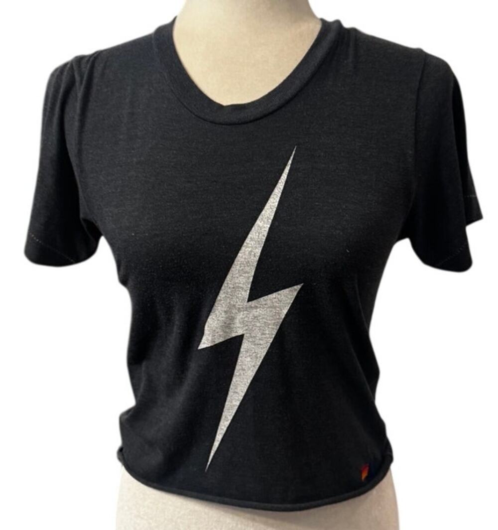 Aviator Nation Bolt Lightning Graphic T-Shirt Black XS Made in USA